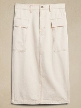 Banana Republic Cargo Denim Midi Skirt Womens Size 2 Ecru, Sold out on website